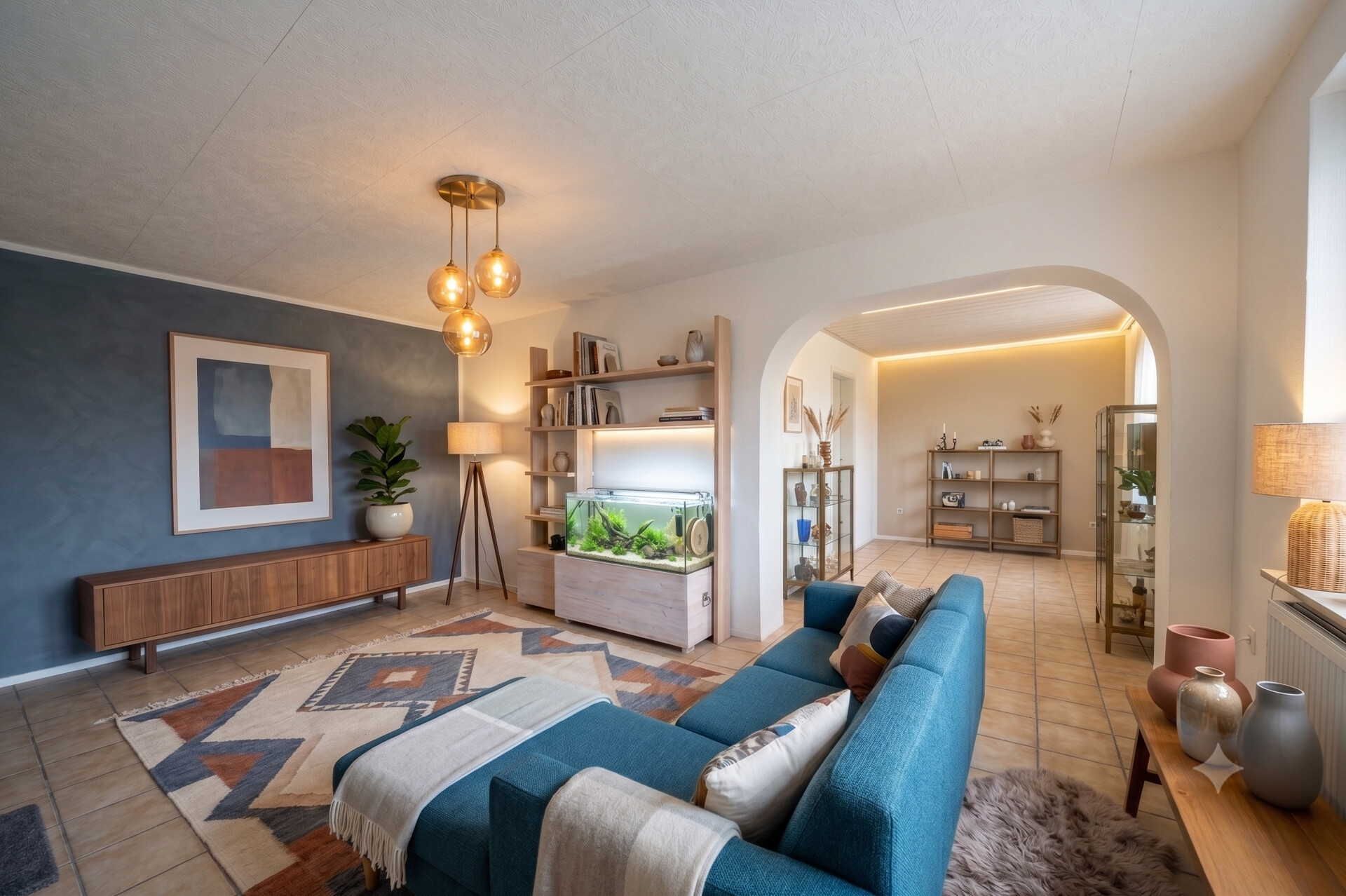 Wohnzimmer Vorderhaus KI generiert